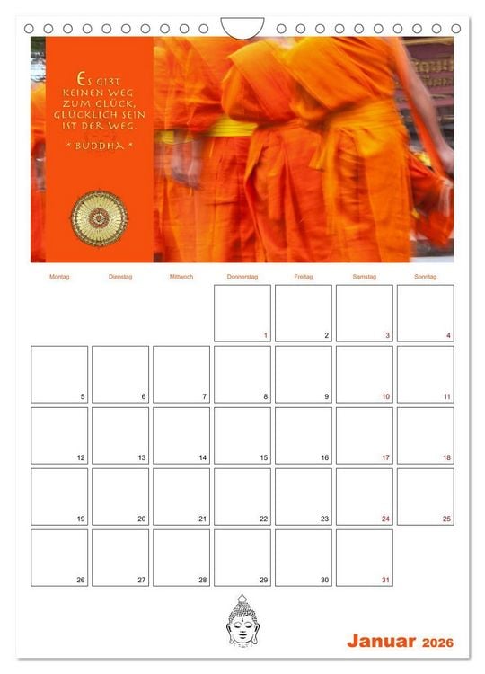 Produktbild: Buddhas Zitate und Weisheiten (Wandkalender 2026 DIN A4 hoch), CALVENDO Monatskalender