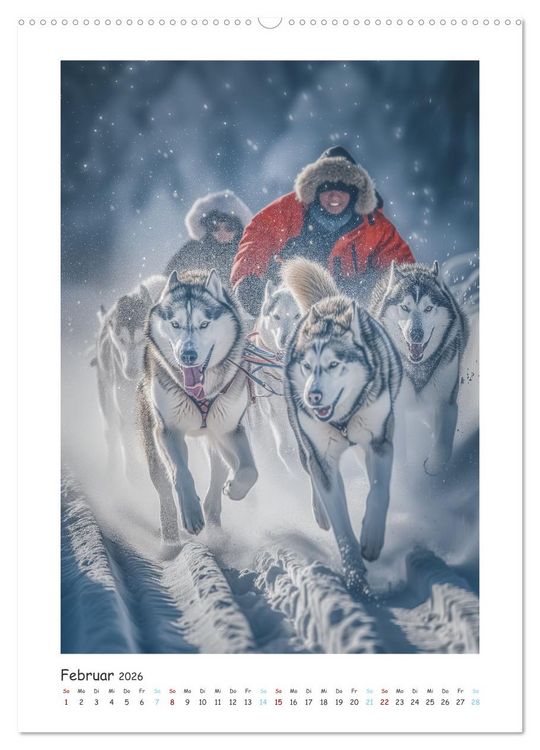 Produktbild: Schlittenhunderennen (hochwertiger Premium Wandkalender 2026 DIN A2 hoch), Kunstdruck in Hochglanz