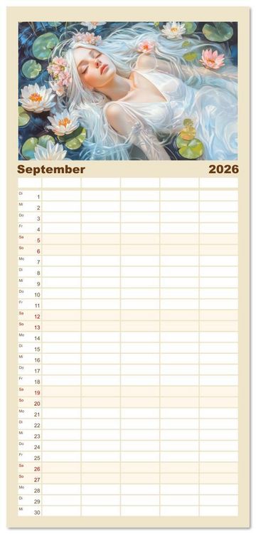 Produktbild: Familienplaner 2026 - Verspieltheit und Harmonie mit 5 Spalten (Wandkalender, 21 x 45 cm) CALVENDO