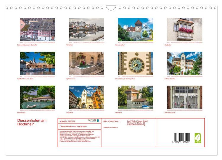 Produktbild: Diessenhofen am Hochrhein (Wandkalender 2026 DIN A3 quer), CALVENDO Monatskalender