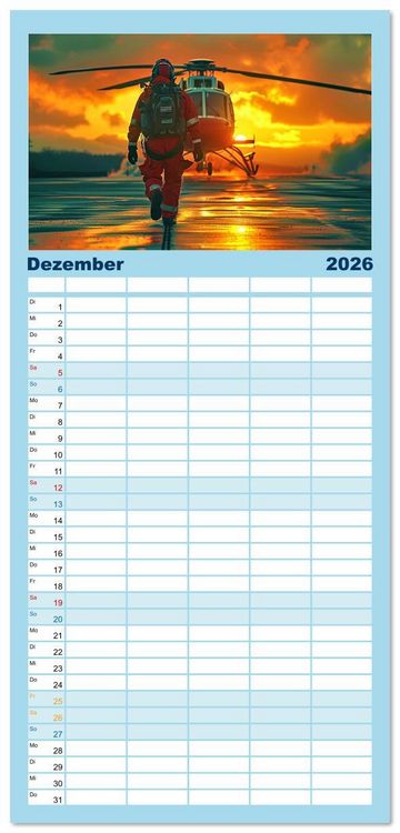 Produktbild: Familienplaner 2026 - Im Bann der Rettung - Rettungshubschrauber mit 5 Spalten (Wandkalender, 21 x 45 cm) CALVENDO