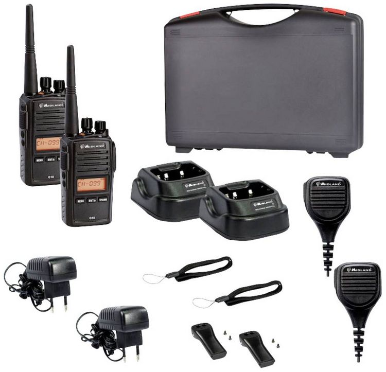 Produktbild: Midland G18 Pro NC 2er Koffer m. MA 25-M Security C1145.S1 PMR-Handfunkger&auml;t