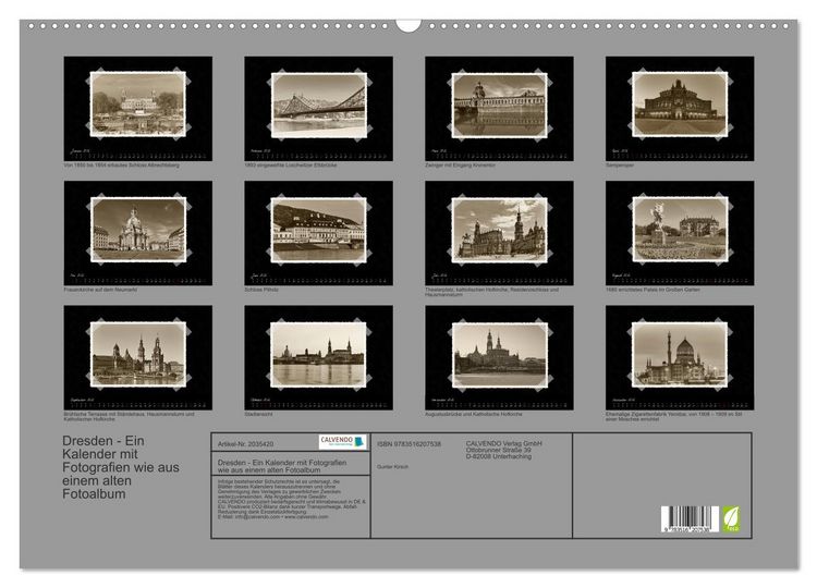 Produktbild: Dresden - Ein Kalender mit Fotografien wie aus einem alten Fotoalbum (Wandkalender 2026 DIN A2 quer), CALVENDO Monatskalender