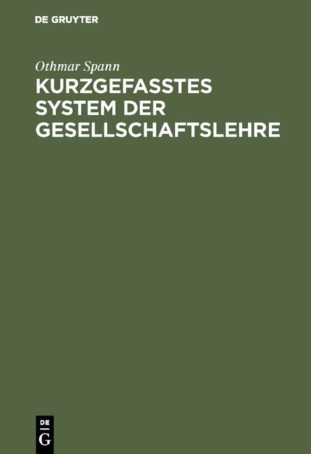 Produktbild: Kurzgefasstes System der Gesellschaftslehre