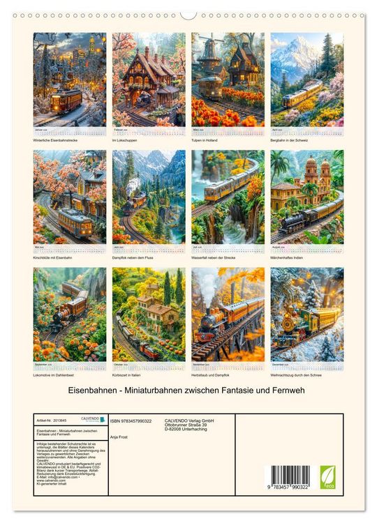 Produktbild: Eisenbahnen - Miniaturbahnen zwischen Fantasie und Fernweh (hochwertiger Premium Wandkalender 2026 DIN A2 hoch), Kunstdruck in Hochglanz