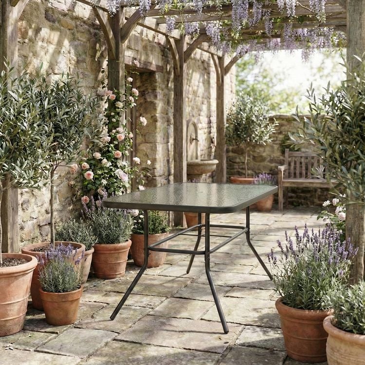 Produktbild: Glas Gartentisch Esstisch Balkontisch 110x55