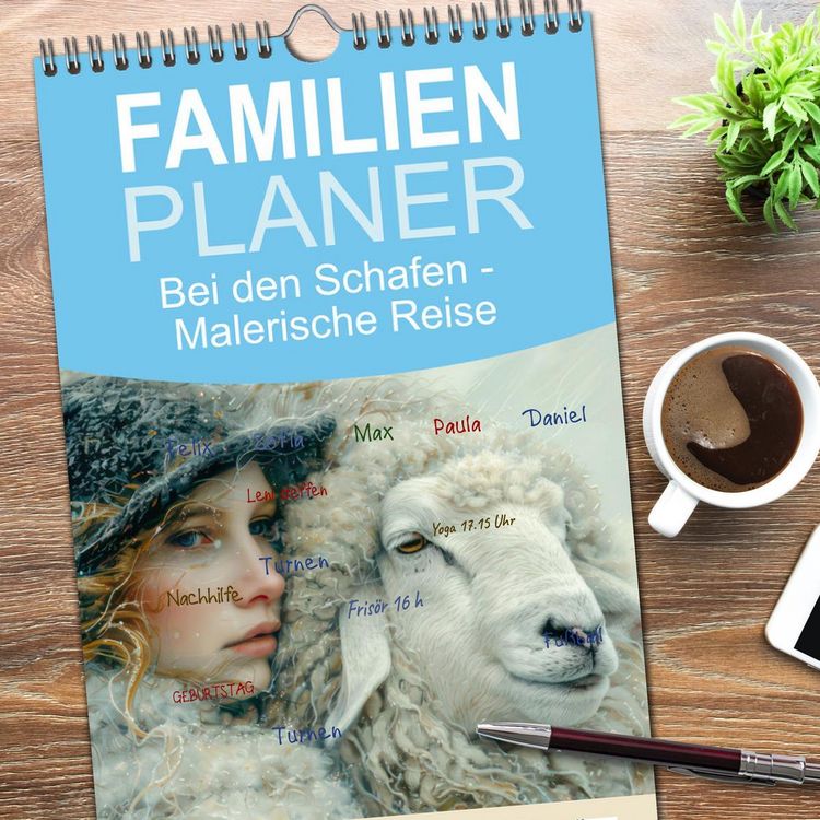 Produktbild: Familienplaner 2026 - Bei den Schafen - Malerische Reise mit 5 Spalten (Wandkalender, 21 x 45 cm) CALVENDO
