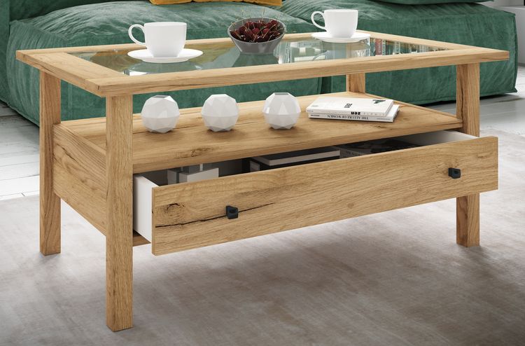 Produktbild: Holz Sofatisch Couchtisch Schublade Lingis L