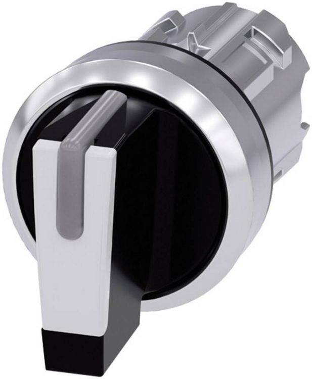 Produktbild: Siemens 3SU10522BL600AA0 3SU1052-2BL60-0AA0 Knebelschalter Frontring Metall, Hochglanz Schwarz, Wei&szlig; 2 x 45 &deg; 1 St.