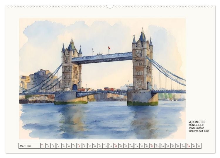 Produktbild: Europ&auml;ische Welterbest&auml;tten (Wandkalender 2026 DIN A2 quer), CALVENDO Monatskalender