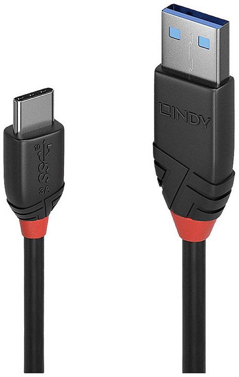 Produktbild: LINDY USB-Kabel USB 3.2 Gen1 USB-C&reg; Stecker, USB-A Stecker 0.15m Schwarz 36914