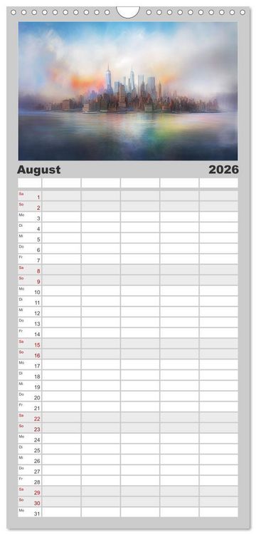 Produktbild: Familienplaner 2026 - Fantasiest&auml;dte mit 5 Spalten (Wandkalender, 21 x 45 cm) CALVENDO