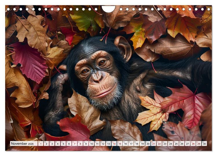 Produktbild: Schimpansen - Ein Jahr mit Menschenaffen. (Wandkalender 2026 DIN A4 quer), CALVENDO Monatskalender