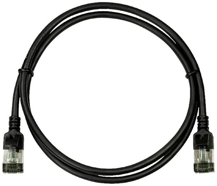 Produktbild: LogiLink CQ9033S RJ45 Patchkabel CAT 6a U/FTP 1.00m Schwarz extrem d&uuml;nn, Flammwidrig, Flexibel, Folienschirm, Halogenfrei, mit