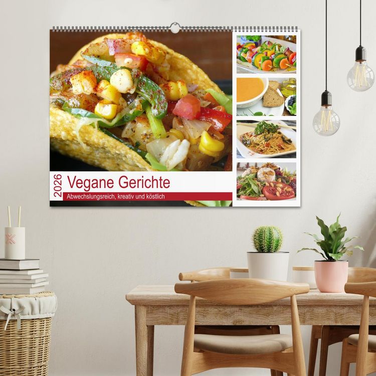 Produktbild: Vegane Gerichte. Abwechslungsreich, kreativ und k&ouml;stlich (Wandkalender 2026 DIN A2 quer), CALVENDO Monatskalender
