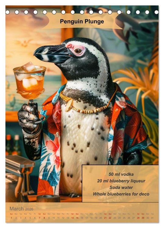 Produktbild: Animal cocktail creations for bartenders (Desk Calendar 2026 DIN A5 portrait), CALVENDO 12 Month DeskCalendar