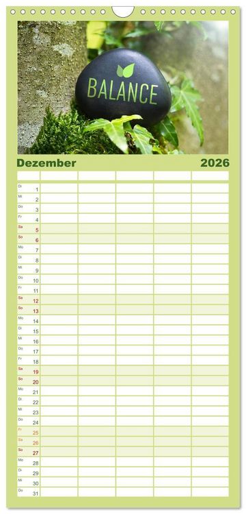 Produktbild: Familienplaner 2026 - SPIRIT OF ZEN Meditation mit 5 Spalten (Wandkalender, 21 x 45 cm) CALVENDO
