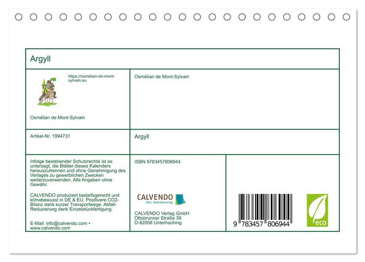 Produktbild: Argyll (Tischkalender 2026 DIN A5 quer), CALVENDO Monatskalender
