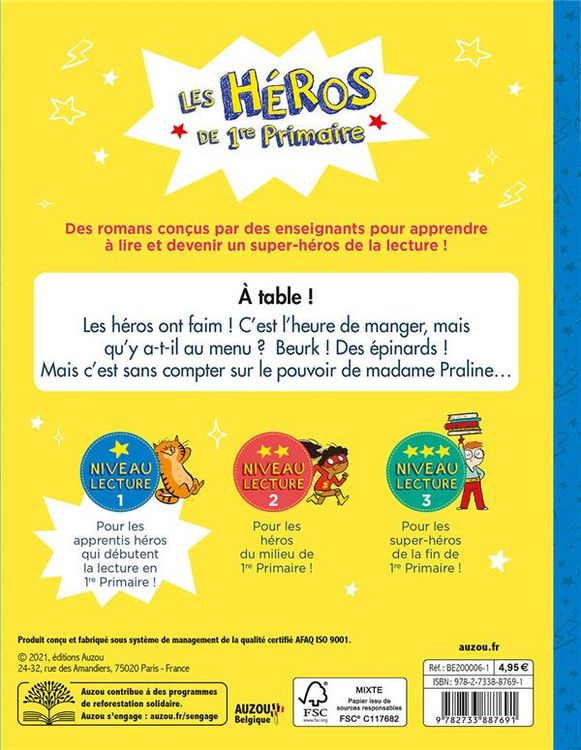 Produktbild: Les h&eacute;ros de 1re primaire. A table ! : niveau lecture 1