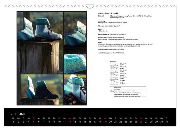 Produktbild: Sockenkalender Bootsocks 2026 (Wandkalender 2026 DIN A3 quer), CALVENDO Monatskalender