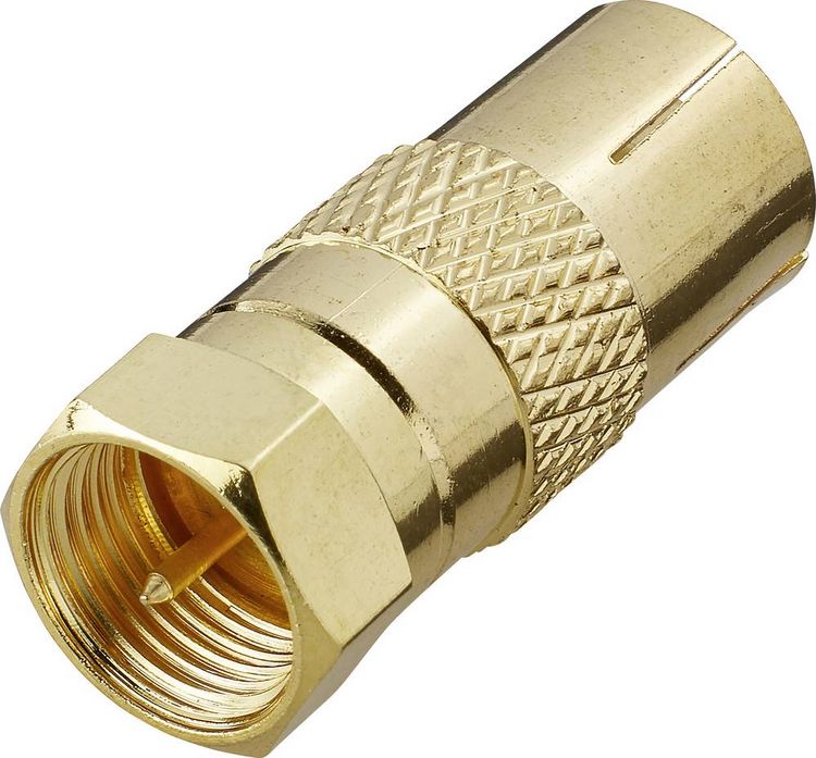 Produktbild: Renkforce RF-4196982 F-Koax-Adapter vergoldet Anschl&uuml;sse: F-Stecker, Koax-Buchse IEC 1St.