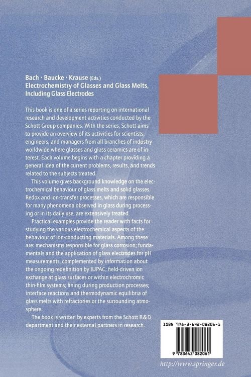 Produktbild: Electrochemistry of Glasses and Glass Melts, Including Glass Electrodes