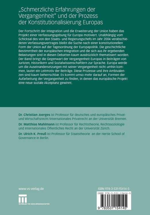 Produktbild: "Schmerzliche Erfahrungen der Vergangenheit" und der Prozess der Konstitutionalisierung Europas