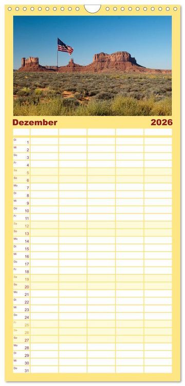 Produktbild: Familienplaner 2026 - Monument Valley mit 5 Spalten (Wandkalender, 21 x 45 cm) CALVENDO