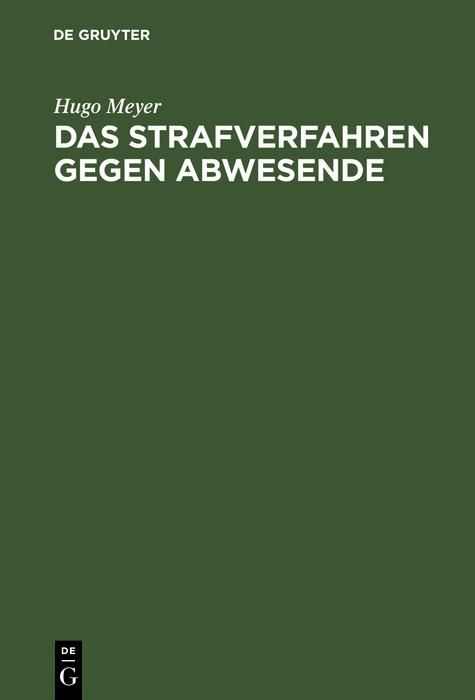 Produktbild: Das Strafverfahren gegen Abwesende