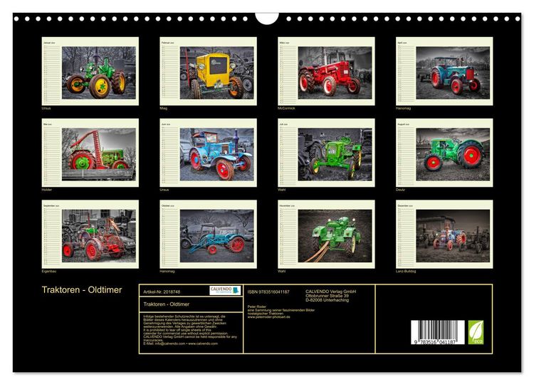 Produktbild: Traktoren - Oldtimer (Wandkalender 2026 DIN A3 quer), CALVENDO Monatskalender