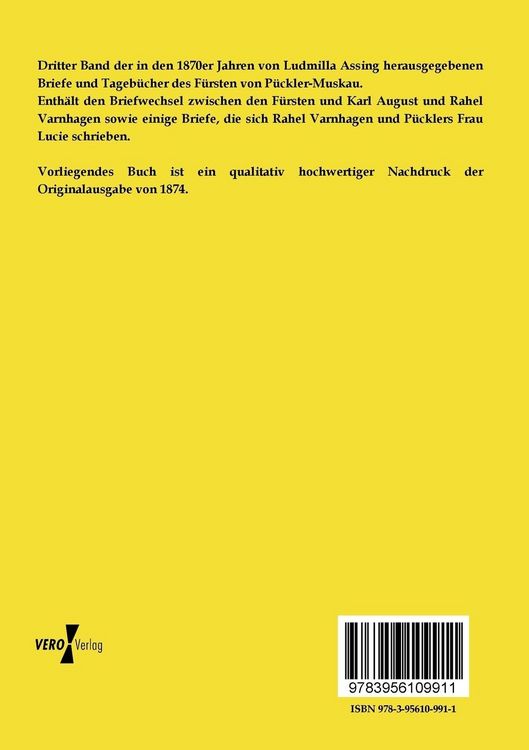 Produktbild: Briefwechsel und Tageb&uuml;cher des F&uuml;rsten Hermann von P&uuml;ckler-Muskau