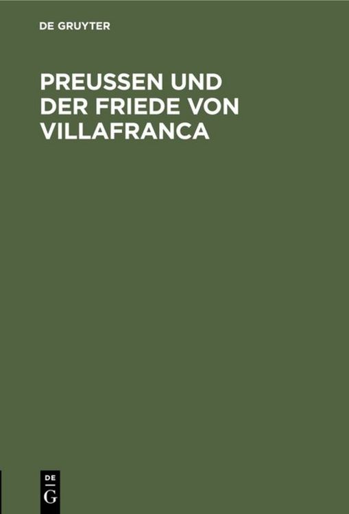 Produktbild: Preussen und der Friede von Villafranca