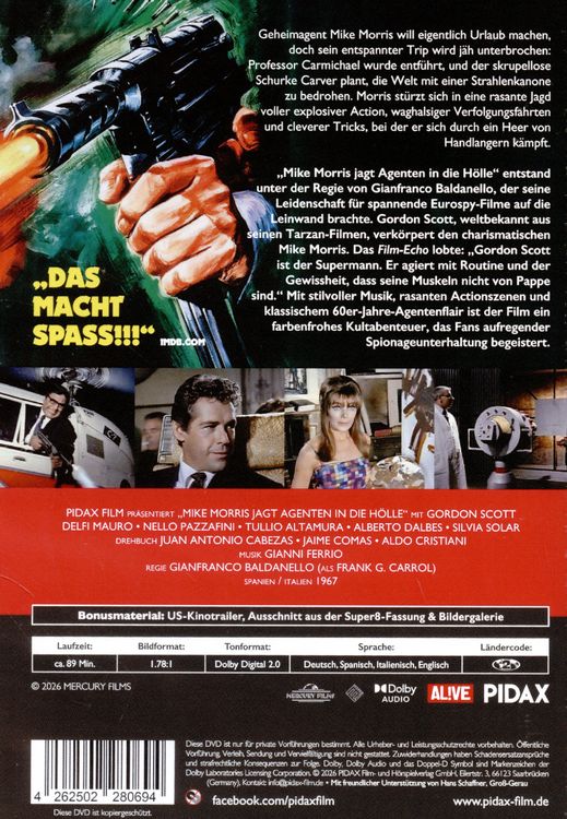 Produktbild: Mike Morris jagt Agenten in die H&ouml;lle (Nido De Esp&iacute;as) / Kultiger Eurospy mit Tarzan-Darsteller Gordon Scott (Pidax Film-Klassiker)