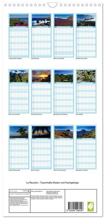 Produktbild: Familienplaner 2027 - La Reunion - Traumhafte K&uuml;sten und Hochgebirge mit 5 Spalten (Wandkalender, 21 x 45 cm) CALVENDO