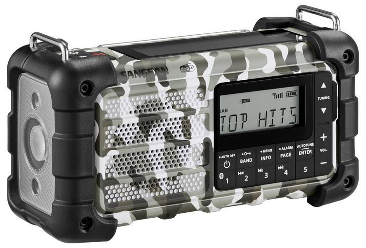 Produktbild: Sangean MMR-99 DAB+ Camo Notfallradio DAB+, UKW AUX, USB, Bluetooth&reg; Solarpanel, Handkurbel, Akku-Ladefunktion Arctic Camo