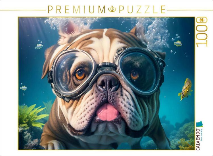 Produktbild: CALVENDO Puzzle Tauchende Bulldogge mit Taucherbrille | 1000 Teile Lege-Gr&ouml;&szlig;e 64x48cm Foto-Puzzle f&uuml;r gl&uuml;ckliche Stunden