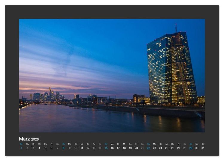 Produktbild: FRANKFURT - Nachtlichter 2026 (Tischkalender 2026 DIN A5 quer), CALVENDO Monatskalender