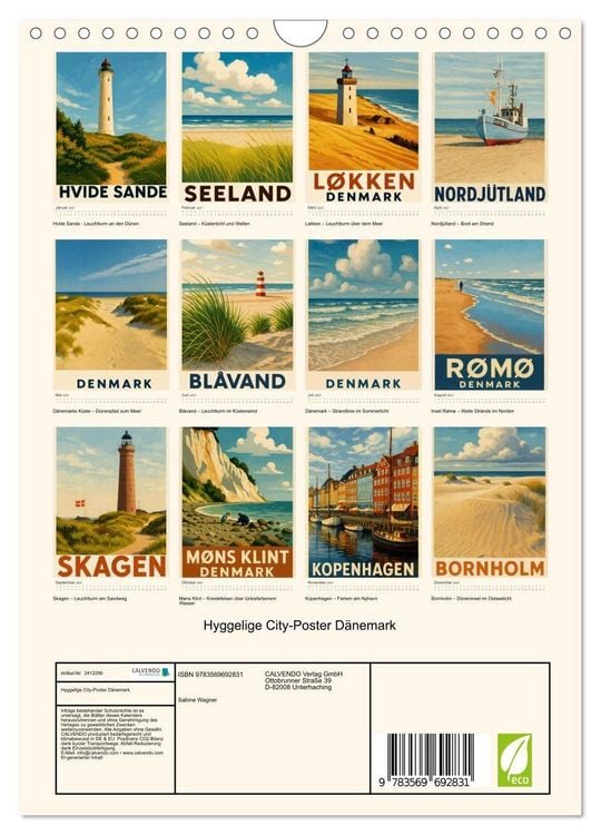 Produktbild: Hyggelige City-Poster D&auml;nemark (Wandkalender 2027 DIN A4 hoch), CALVENDO Monatskalender