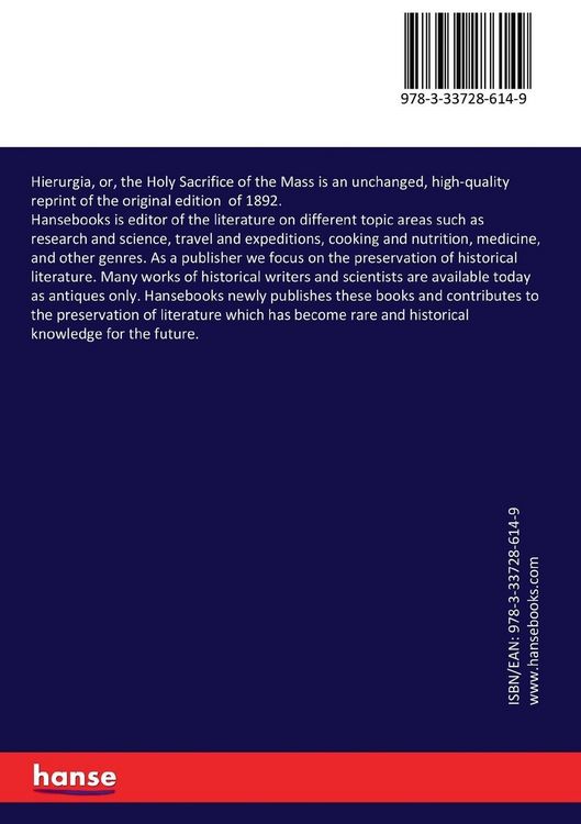 Produktbild: Hierurgia, or, the Holy Sacrifice of the Mass