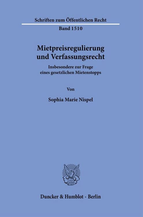 Produktbild: Mietpreisregulierung und Verfassungsrecht.