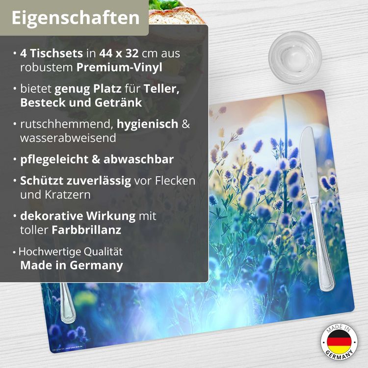 Produktbild: Tischsetmacher Tischsets Blumenwiese, aus hochwertigem Vinyl (4 St&uuml;ck), 44 x 32 cm