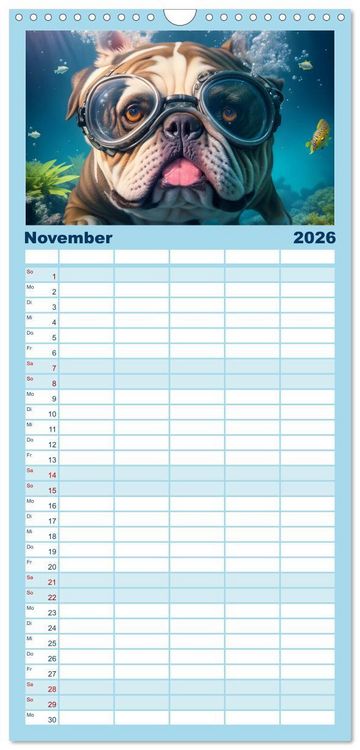 Produktbild: Familienplaner 2026 - Hunde abgetaucht mit 5 Spalten (Wandkalender, 21 x 45 cm) CALVENDO