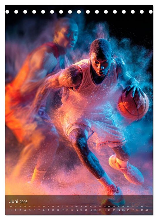Produktbild: Basketball - Die visuelle Kraft des Sports (Tischkalender 2026 DIN A5 hoch), CALVENDO Monatskalender