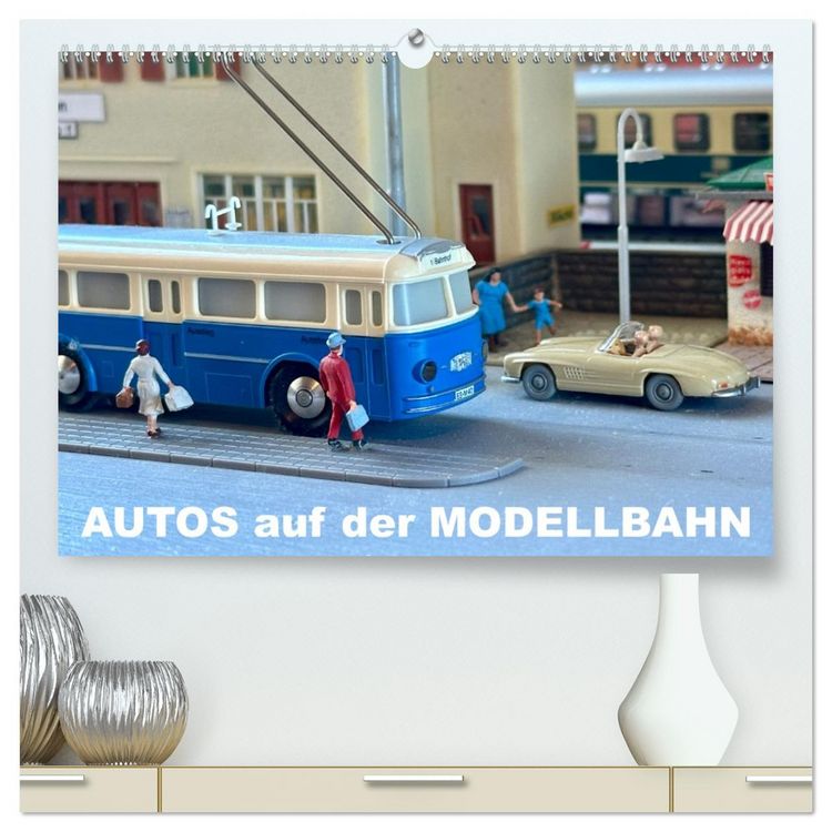Produktbild: Autos auf der Modellbahn (hochwertiger Premium Wandkalender 2026 DIN A2 quer), Kunstdruck in Hochglanz