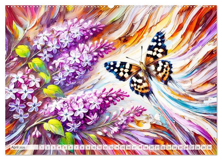 Produktbild: Schmetterlinge und ihre Blumenfreunde in lebhaften Farben (hochwertiger Premium Wandkalender 2026 DIN A2 quer), Kunstdruck in Hochglanz