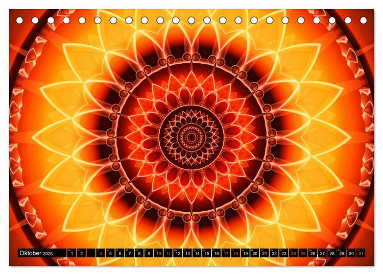 Produktbild: Energie - Mandalas in orange (Tischkalender 2026 DIN A5 quer), CALVENDO Monatskalender