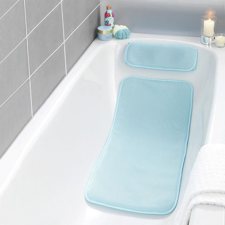 Produktbild: Badewannenmatte mit Kissen, aus 100% druckentlastendem Polyester-3D-Mesh-Gewebe