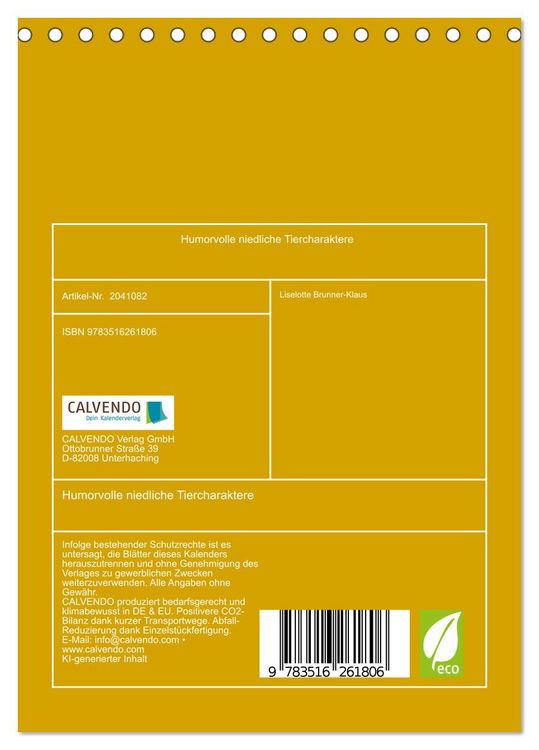 Produktbild: Humorvolle niedliche Tiercharaktere (Tischkalender 2026 DIN A5 hoch), CALVENDO Monatskalender