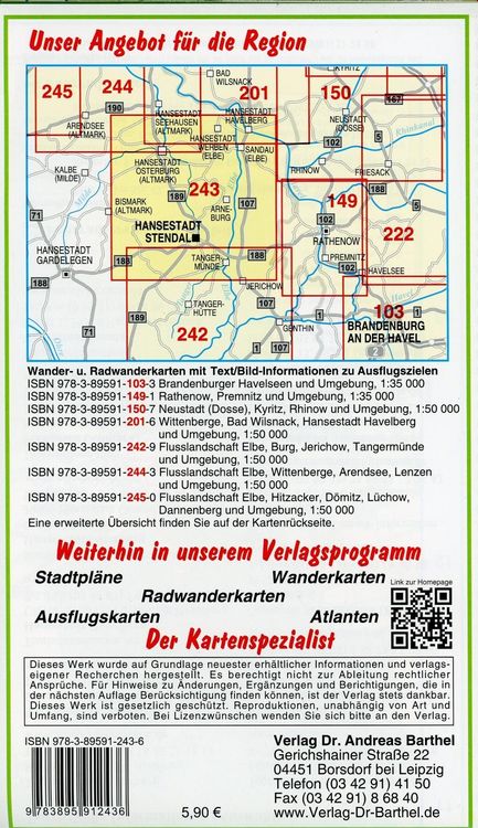 Produktbild: Radwander- und Wanderkarte Flusslandschaft Elbe, Stendal, Osterburg, Havelberg und Umgebung 1 : 50 000