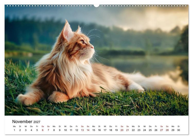 Produktbild: Eleganz in Pelz - ein Maine Coon - Kalender (hochwertiger Premium Wandkalender 2027 DIN A2 quer), Kunstdruck in Hochglanz